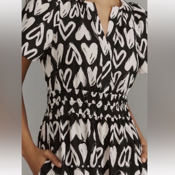 New Anthropologie Somerset Black Hearts Plum Maxi Dress - Picture 2 of 6